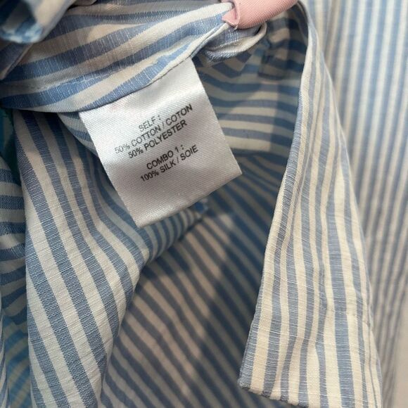 Tanya Taylor Menswear Striped Suma 3/4 Sleeve Tie Waist Blouse Women's Size 4 - Picture 8 of 8